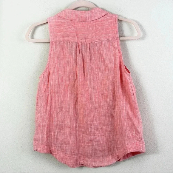 Anthropologie Maeve Felicity Sleeveless Button Front Linen Top Light Red SZ US 6 - Picture 9 of 11